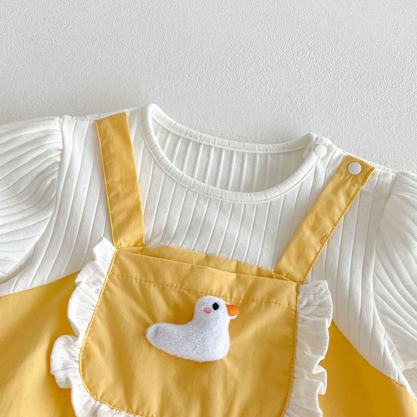 Summer Arrival Baby Girls Cute Cartoon Duck Decorated Short Sleeves Onesies, MyKids-USA®, Baby One-Pieces, MyKids-USA -  -  -  -  -  -  - 