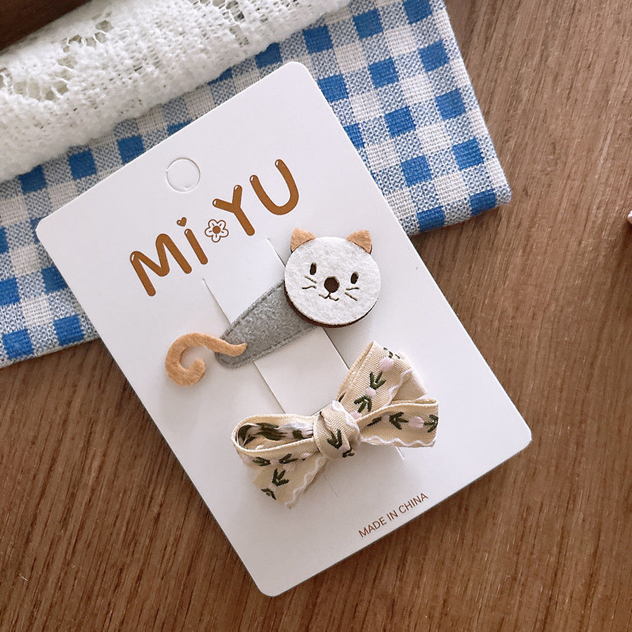 Collection of 2 Versatile Flowers and Cartoon Pattern Hair Clips, MyKids-USA®, Hair Pins, Claws & Clips, MyKids-USA - Size/Age - Average Size (0-12Y） - Color - Beige -  -  - TR2601081534-A.