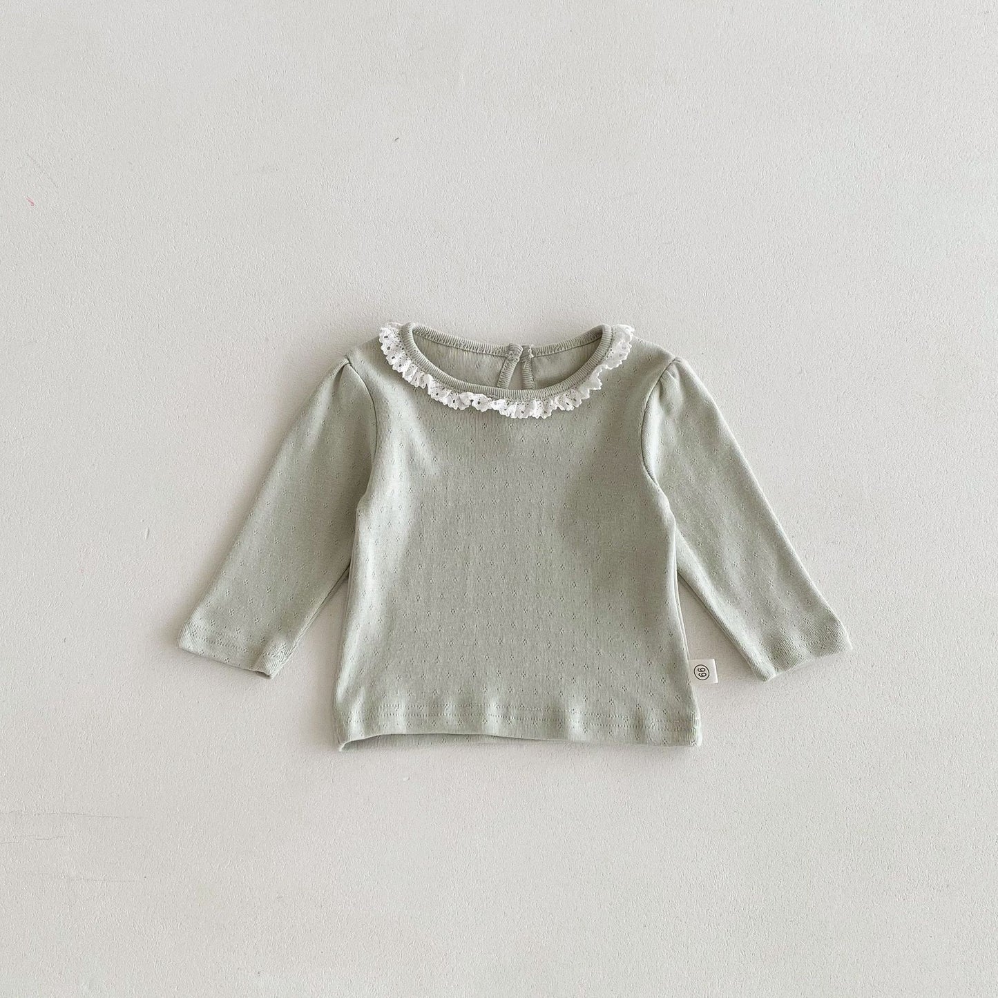 Autumn Arrival Baby Girls Hollow-out Pattern Long Sleeves Top with Collar, MyKids-USA®, Baby & Toddler Tops, MyKids-USA - Size/Age - 66 (3-6M) - Color - Green -  -  - TR2509142328-B