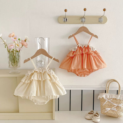Summer Arrival Baby Girls Ruffle Design Sleeveless Strap Onesies, MyKids-USA®, Baby One-Pieces, MyKids-USA -  -  -  -  -  -  - 