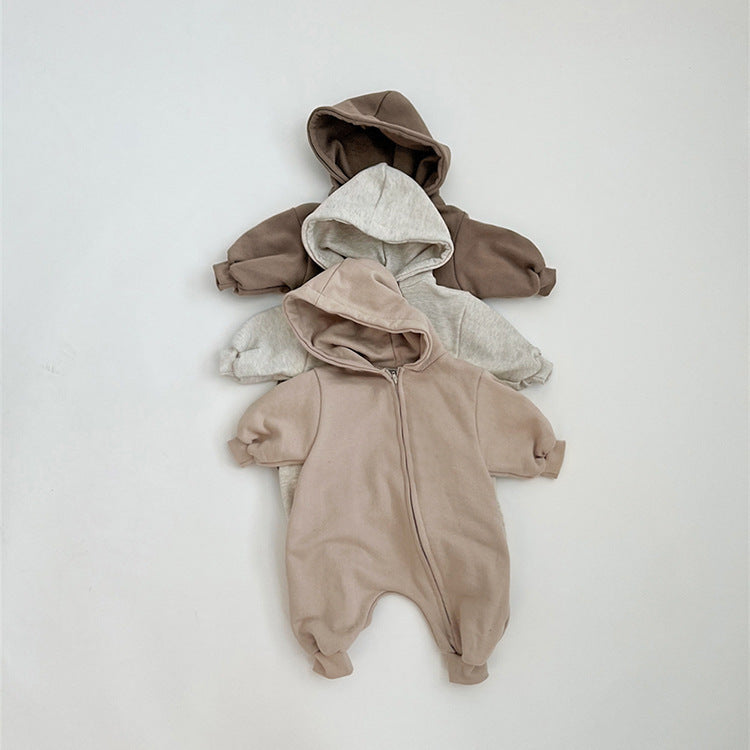 Arrival Winter and Autumn Baby Unisex Solid Color Long Sleeves Zip-up Hooded Rompers, MyKids-USA®, Bodysuits, MyKids-USA -  -  -  -  -  -  - .