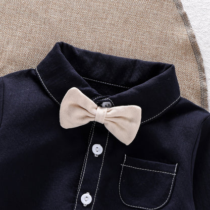 Baby Boys Long Sleeves Single Breasted Turn-down Collar Onesies, MyKids-USA®, Baby One-Pieces, MyKids-USA -  -  -  -  -  -  - 