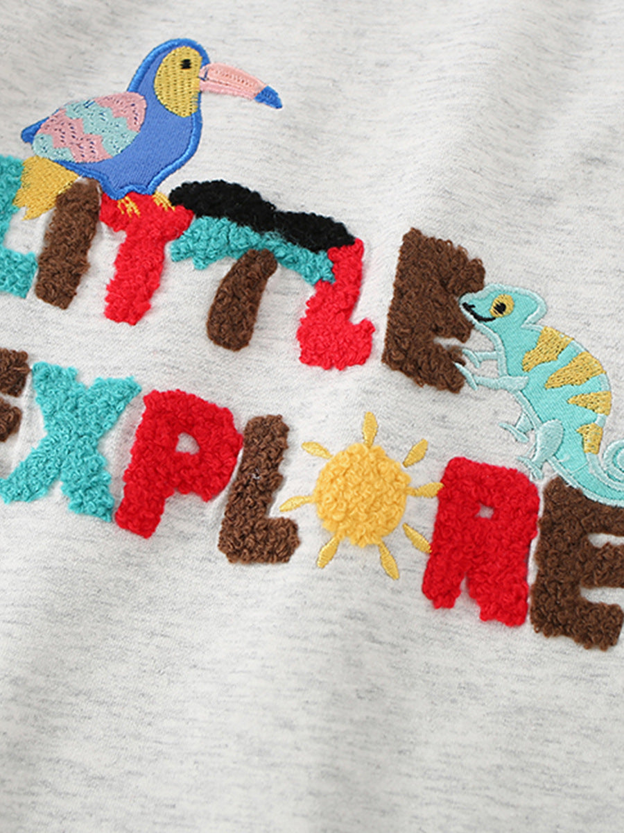 Summer Boys’ Animals Cartoon and Letters Pattern T-shirt