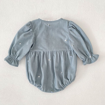 MyKids-USA® Autumn Flowers Embroidered Baby Kids Girls Princess Long Sleeves Bodysuit