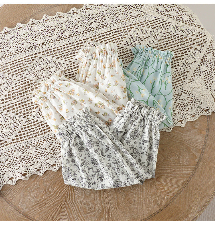 Summer Hot Selling Baby Kids Girls Floral Pattern Thin Breathable Pants – Home Kids Pajamas Trousers, MyKids-USA®, Pajamas, MyKids-USA -  -  -  -  -  -  - 