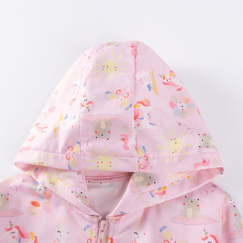 Spring and Autumn Girls Unicorn and Flowers Cartoon Pattern Long Sleeves Zip-up Coat, MyKids-USA®, Baby & Toddler Coats & Jackets, MyKids-USA -  -  -  -  -  -  - 
