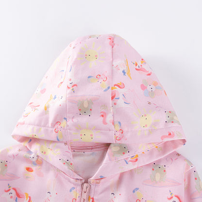 Spring and Autumn Girls Unicorn and Flowers Cartoon Pattern Long Sleeves Zip-up Coat, MyKids-USA®, Baby & Toddler Coats & Jackets, MyKids-USA -  -  -  -  -  -  - 