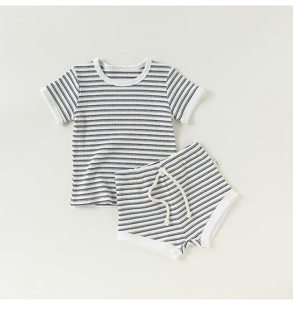 Summer Baby Kids Striped T-shirt and Bloomers Clothing Set, MyKids-USA®, Baby & Toddler Outfits, MyKids-USA - Size/Age - 73 (6-9M) - Color - Grey -  -  - TR2603080032-C.