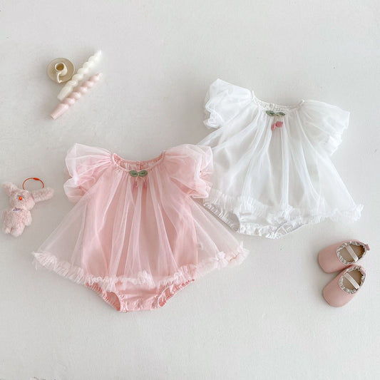 Summer Arrival Baby Girls Cute Short Sleeves Solid Color Tulle Design Onesies, MyKids-USA®, Baby One-Pieces, MyKids-USA -  -  -  -  -  -  - 