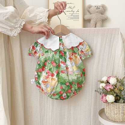 Summer Arrival Baby Girls Cute Short Sleeves Color Patchwork Cherry Pattern Onesies, MyKids-USA®, Baby One-Pieces, MyKids-USA -  -  -  -  -  -  - 