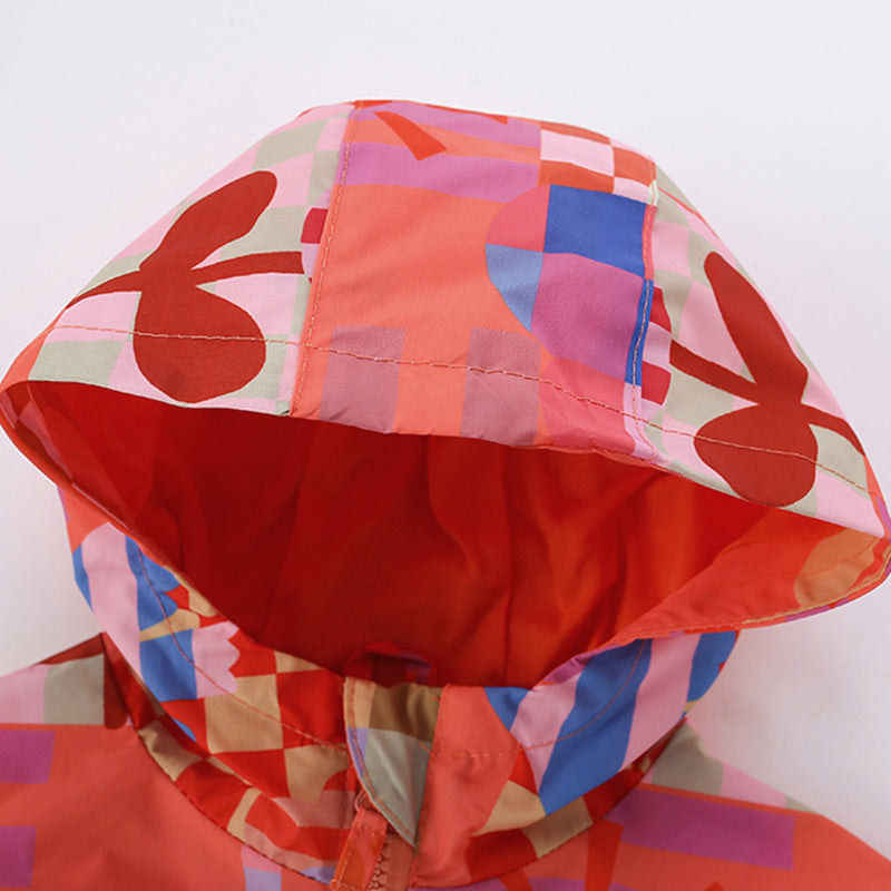 Arrival European and American Style Girls’ Hooded Zip-up Geometric Pattern Coat with Long Sleeves, MyKids-USA®, Baby & Toddler Coats & Jackets, MyKids-USA -  -  -  -  -  -  - 