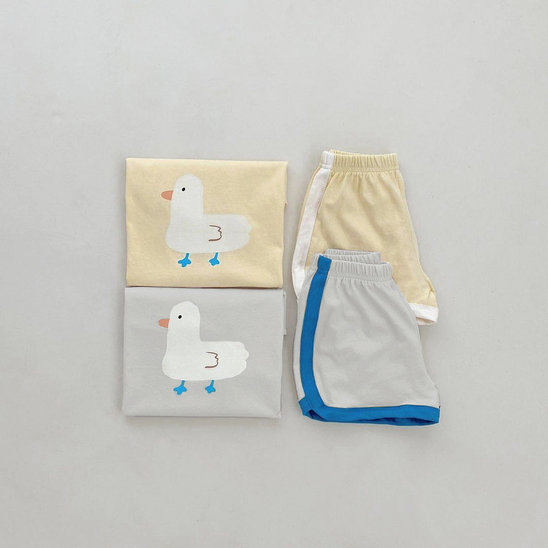 Arrival Summer Baby Kids Short Sleeves Cartoon Pattern T-shirt and Shorts Clothing Set