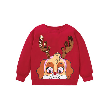 Autumn Arrival Kids Unisex Casual Christmas Cartoon Pattern Long Sleeves Pullover, MyKids-USA®, Sweatshirts, MyKids-USA - Size/Age - 90 (12-24M) - Color - Red -  -  - TR2510302355-A