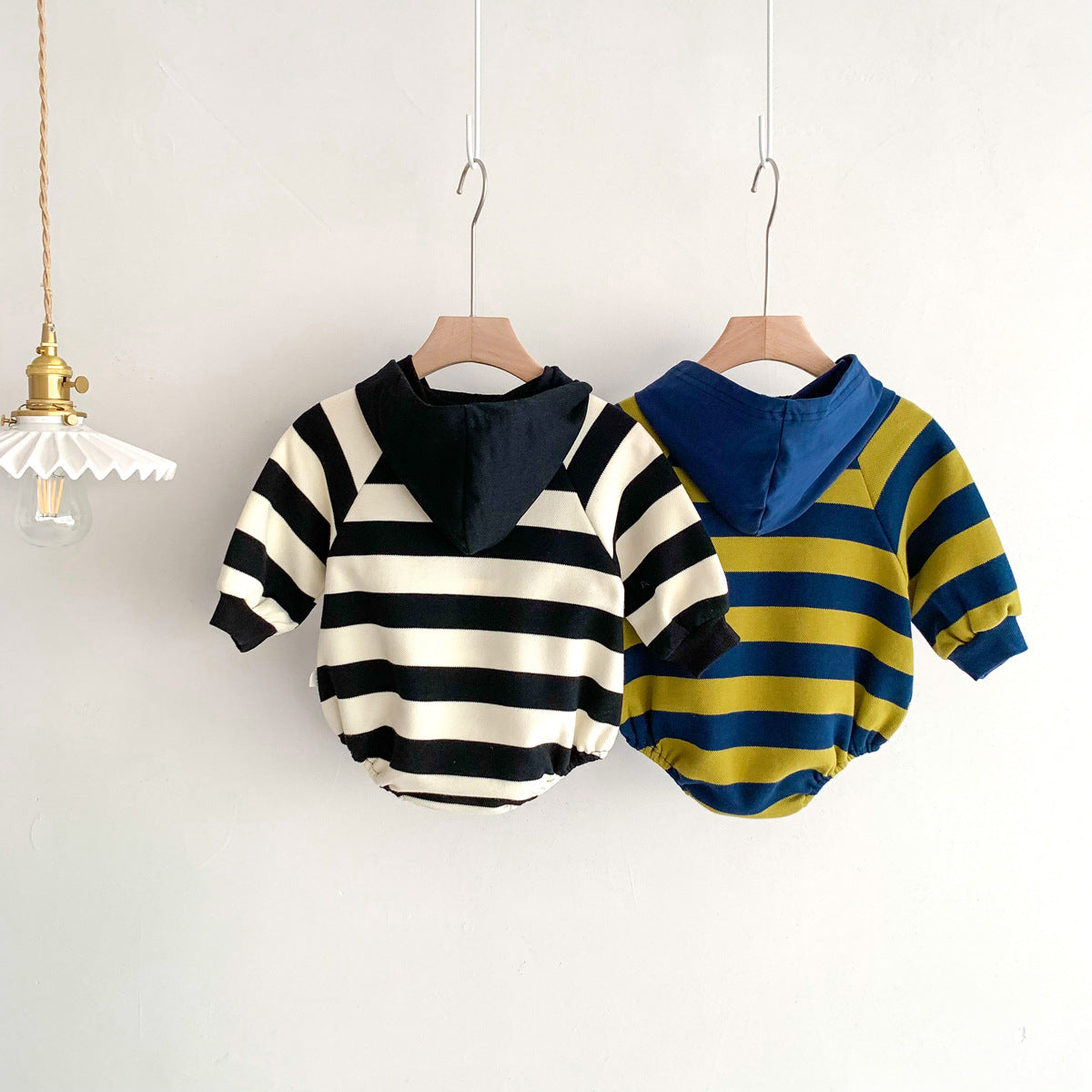 Autumn Arrival Baby Unisex Long Sleeves Striped and Letters Pattern Hooded Onesies, MyKids-USA®, Baby One-Pieces, MyKids-USA -  -  -  -  -  -  - 