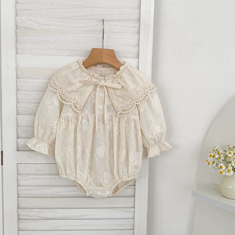 Autumn Baby Girls Flowers Pattern Long-sleeved Onesies and Dress – Princess Sister Matching Set with Collar, MyKids-USA®, Baby & Toddler Dresses, MyKids-USA - Size/Age - 66 (3-6M) - Color - Apricot -  -  - TR2508142301-A