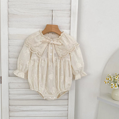 Autumn Baby Girls Flowers Pattern Long-sleeved Onesies and Dress – Princess Sister Matching Set with Collar, MyKids-USA®, Baby & Toddler Dresses, MyKids-USA - Size/Age - 66 (3-6M) - Color - Apricot -  -  - TR2508142301-A