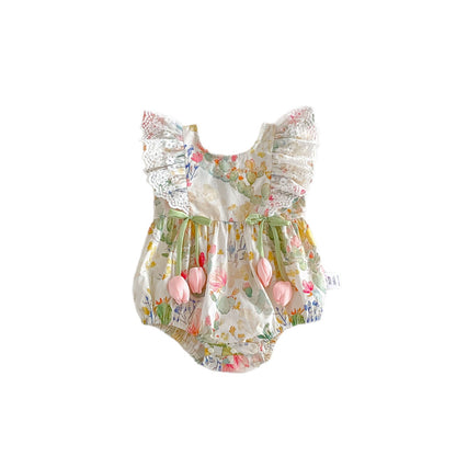 Design Summer Baby Kids Girls Fly Sleeves Flowers Pattern Bodysuit, MyKids-USA®, Bodysuits, MyKids-USA -  -  -  -  -  -  - .