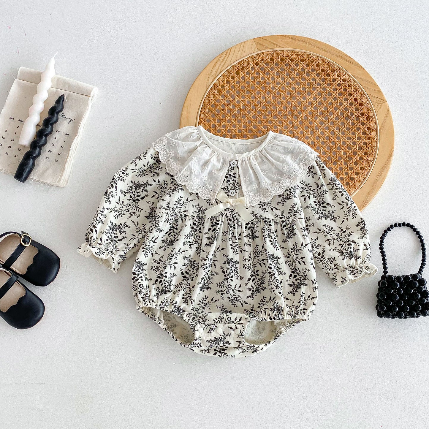 Arrival Baby Girls Long Sleeves Embroidery Collar Floral Print Onesies, MyKids-USA®, Baby One-Pieces, MyKids-USA -  -  -  -  -  -  - 