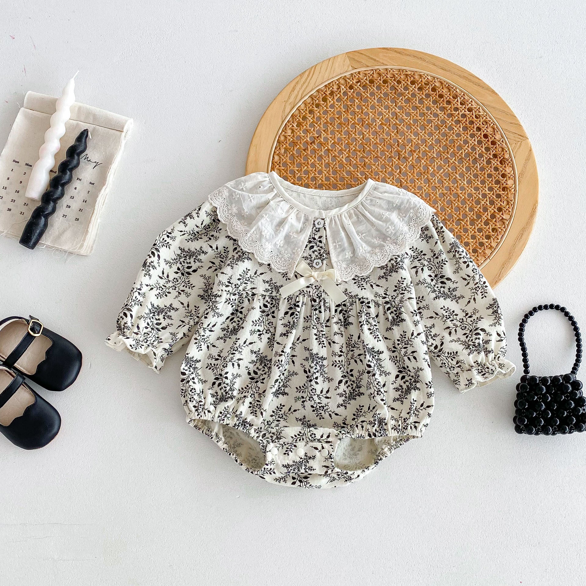 Arrival Baby Girls Long Sleeves Embroidery Collar Floral Print Onesies, MyKids-USA®, Baby One-Pieces, MyKids-USA -  -  -  -  -  -  - 