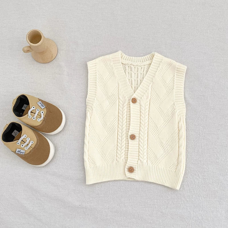 Autumn Arrival Baby Unisex Comfortable Jacquard Pattern Knitted Sleeveless V Neck Vest, MyKids-USA®, Tunics, MyKids-USA -  -  -  -  -  -  - 