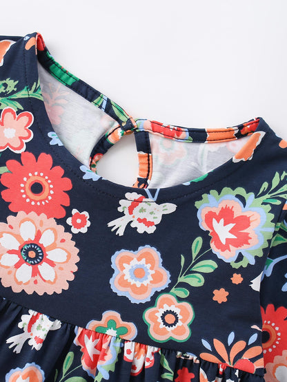 MyKids-USA® Autumn Arrival Baby Kids Girls Princess Flowers Pattern Long Sleeves Dress