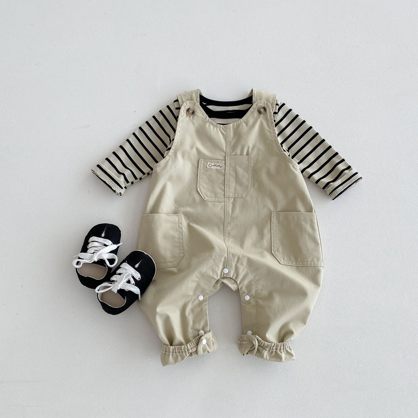 Spring and Autumn Baby Kids Unisex Striped Pattern Long Sleeves Top and Sleeveless Rompers Overalls Clothing Set, MyKids-USA®, Baby & Toddler Outfits, MyKids-USA - Size/Age - 66 (3-6M) - Color - Light Green -  -  - TR2509132350-A