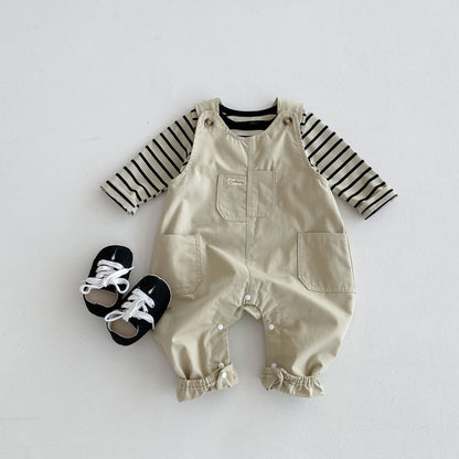 Spring and Autumn Baby Kids Unisex Striped Pattern Long Sleeves Top and Sleeveless Rompers Overalls Clothing Set, MyKids-USA®, Baby & Toddler Outfits, MyKids-USA - Size/Age - 66 (3-6M) - Color - Light Green -  -  - TR2509132350-A