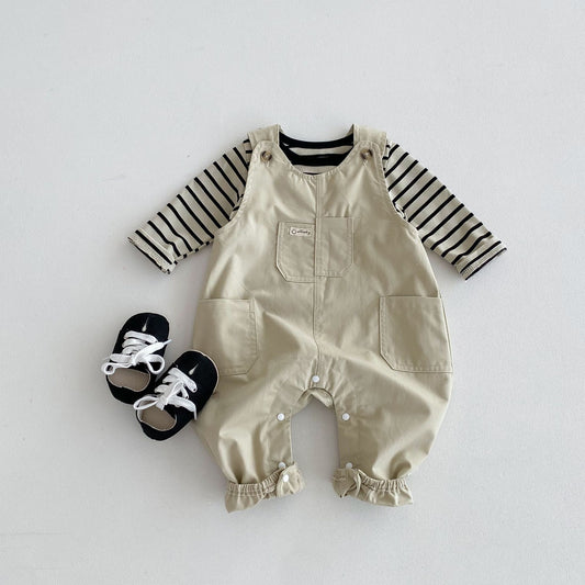 Spring and Autumn Baby Kids Unisex Striped Pattern Long Sleeves Top and Sleeveless Rompers Overalls Clothing Set, MyKids-USA®, Baby & Toddler Outfits, MyKids-USA - Size/Age - 66 (3-6M) - Color - Light Green -  -  - TR2509132350-A
