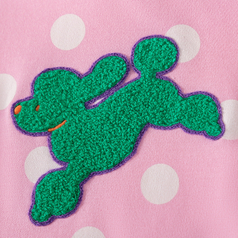 Autumn and Spring Arrival Puppy Cartoon and Polka Dots Pattern Long Sleeves Crew Neck Dress for Stylish Girls, MyKids-USA®, Baby & Toddler Dresses, MyKids-USA -  -  -  -  -  -  - 