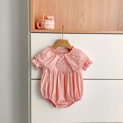 Summer Baby Girls French-style Floral Embroidery Pattern Short-sleeved Plain Bodysuit and Dress – Princess Sister Matching Set, MyKids-USA®, Baby & Children's Outfits, MyKids-USA -  -  -  -  -  -  - .