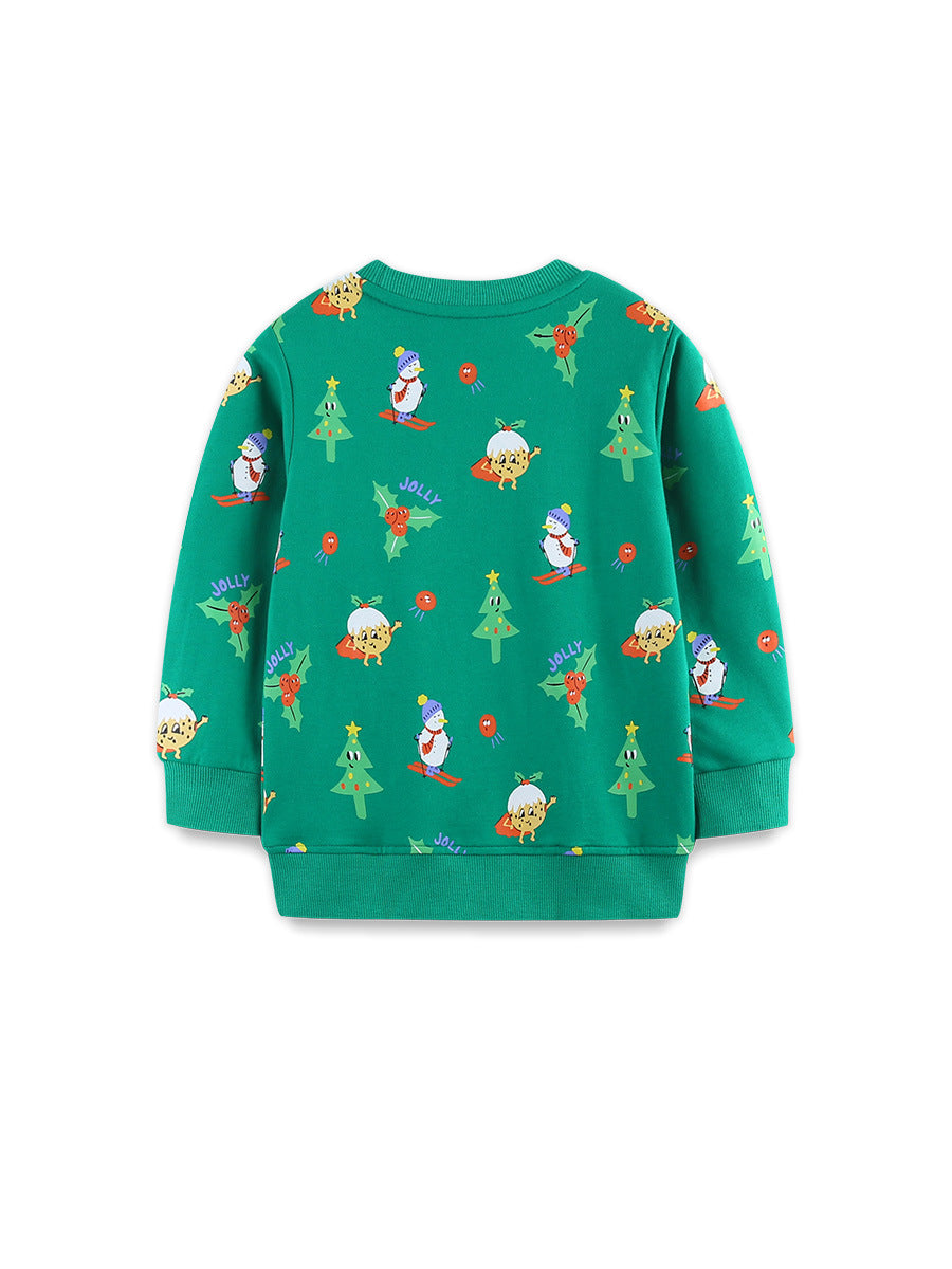 Autumn and Winter Arrival Christmas Cartoon Pattern Long Sleeves Pullover for Boys
