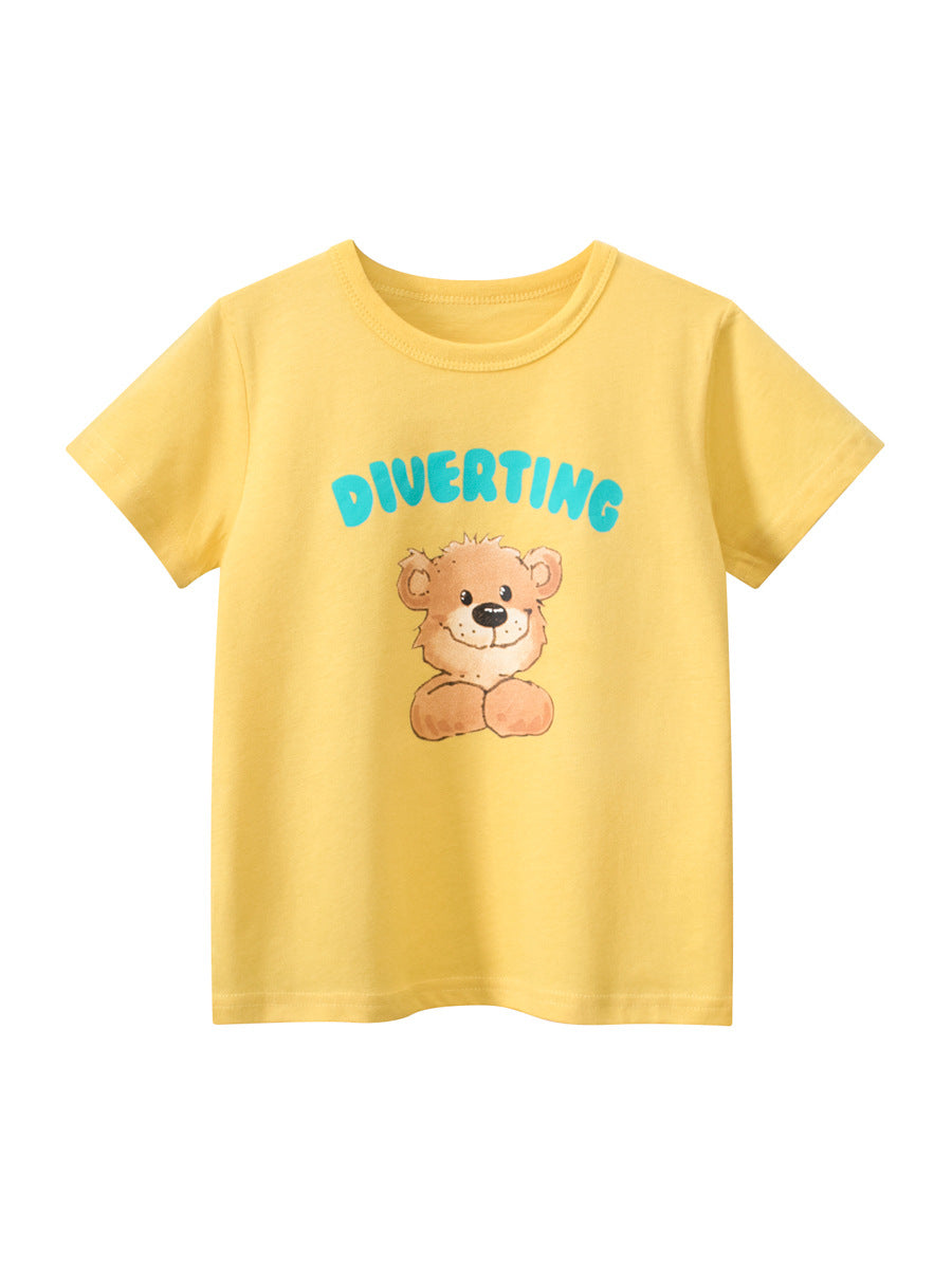 Teddy Bear Printing Girls’ T-Shirt In European And American Style For Summer