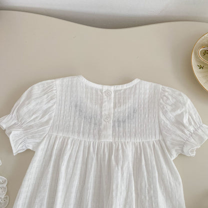 Summer Arrival Baby Girls Short Sleeves Embroidered Pattern Bodysuit with Hat, MyKids-USA®, Baby & Children's One-Pieces, MyKids-USA -  -  -  -  -  -  - .