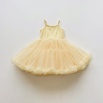 Summer Arrival Baby Girls Sleeveless Plain Tulle Patchwork Dress, MyKids-USA®, Baby & Children's Dresses, MyKids-USA - Size/Age - 90 (12-24M) - Color - Light Yellow -  -  - TR2605072345-C.