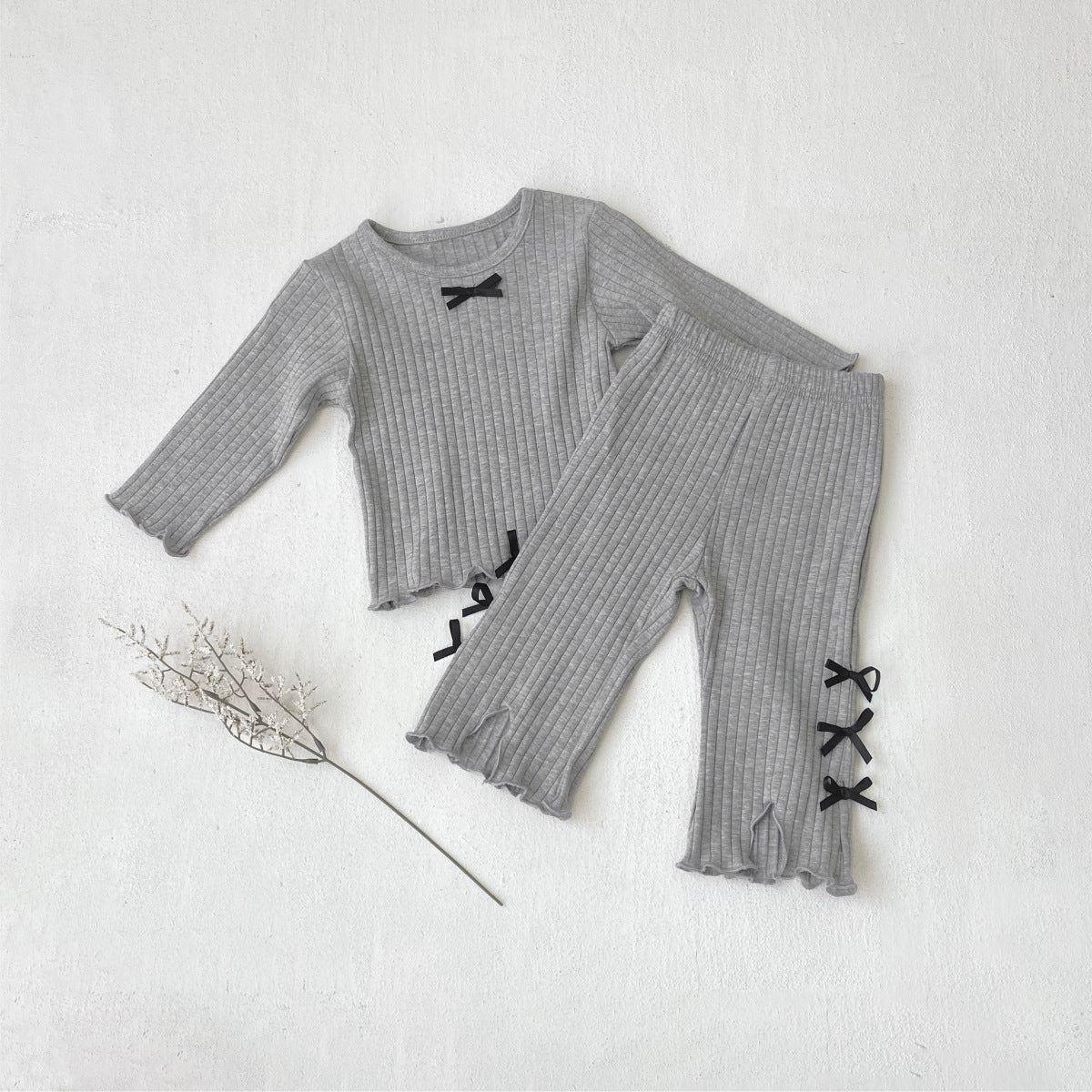 MyKids-USA® Spring and Autumn Baby Kids Girls Long Sleeves Butterfly-bows Pattern Top and Pants Pajamas Clothing Set