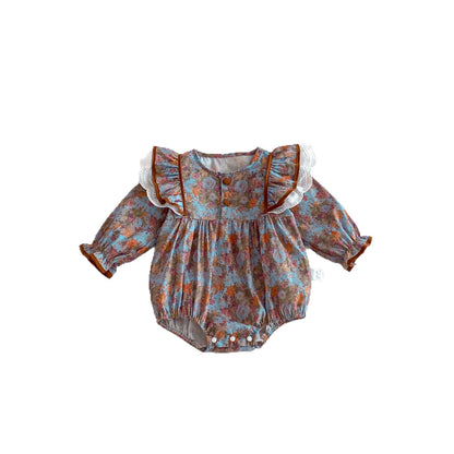 Spring and Autumn Arrival Baby Girls Long Sleeves Vintage Floral Bodysuit
