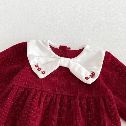 MyKids-USA® Autumn Arrival Baby Girls Long Sleeves Cute Fruits Embroidered Pattern Color Patchwork Bodysuit