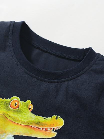 Boys Crocodile Print T-Shirt In European And American Style For Summer