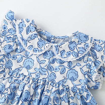 Summer Girls’ Flowers Pattern Printed Top in European and American Style, MyKids-USA®, Baby & Toddler Dresses, MyKids-USA -  -  -  -  -  -  - 