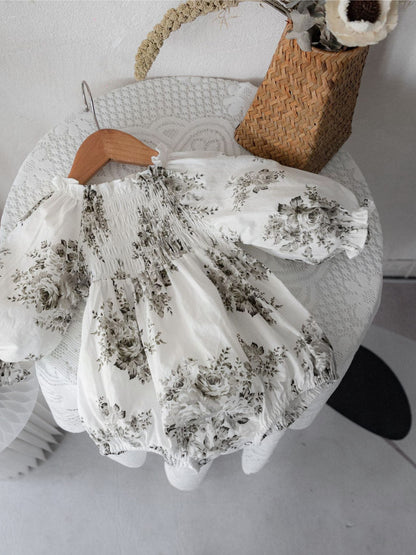 MyKids-USA® Autumn Arrival Baby Kids Girls Long Sleeves Vintage Flowers Pattern Bodysuit