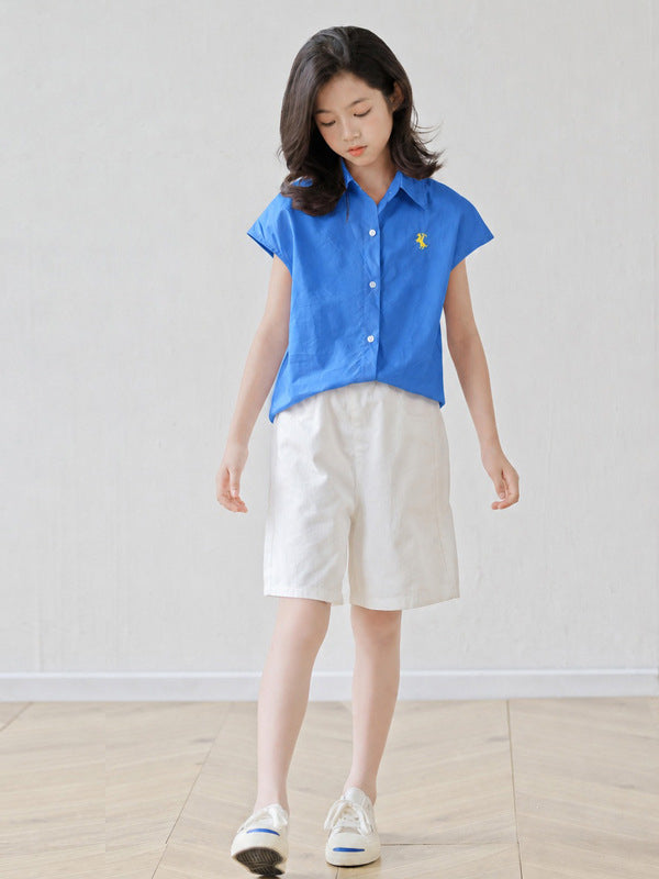 Arrival Summer Baby Kids Girls Short Sleeves Embroidered Shirt and Beige Shorts, MyKids-USA®, Baby & Children's Outfits, MyKids-USA -  -  -  -  -  -  - .