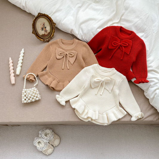 Autumn Arrival Baby Kids Girls Comfortable Solid Color Knitted Long Sleeves Top, MyKids-USA®, Baby One-Pieces, MyKids-USA -  -  -  -  -  -  - 