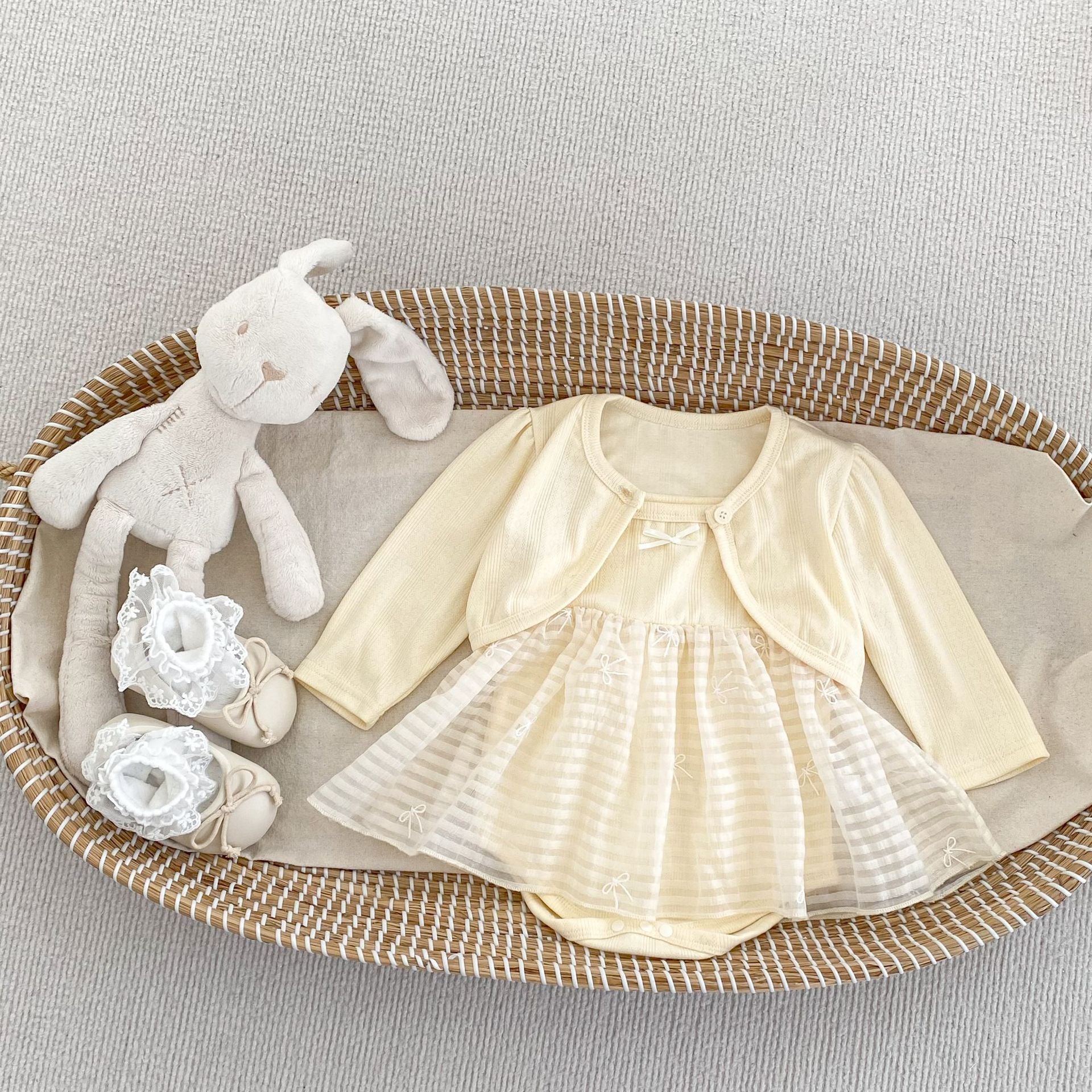 Arrival Summer Girls Short Sleeves Solid Color Top Little Coat and Embroidered Tulle Sleeveless bodysuit Dress Set Clothing Set, MyKids-USA®, Baby & Toddler Outfits, MyKids-USA - Size/Age - 66 (3-6M) - Color - Beige -  -  - TR2503092240-B.