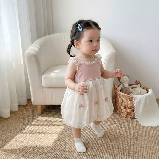 Summer Baby Kids Girls Sleeveless Color Patchwork Dress