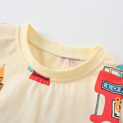 Summer Boys’ English Elements Cartoon Pattern T-shirt in European and American Style, MyKids-USA®, T-Shirts, MyKids-USA -  -  -  -  -  -  - 