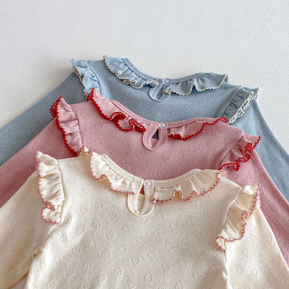 Arrival Spring Baby Girls Hollow-out Heart Pattern Long Sleeves Bodysuit