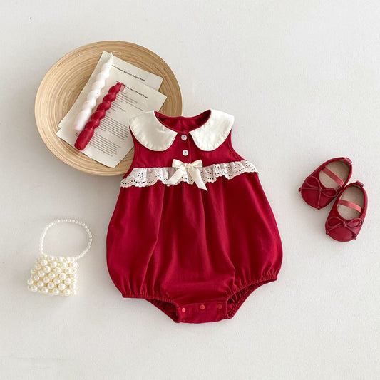 Hot Selling Summer Baby Kids Girls Color Patchwork Sleeveless Red Onesies, MyKids-USA®, Baby One-Pieces, MyKids-USA -  -  -  -  -  -  - 