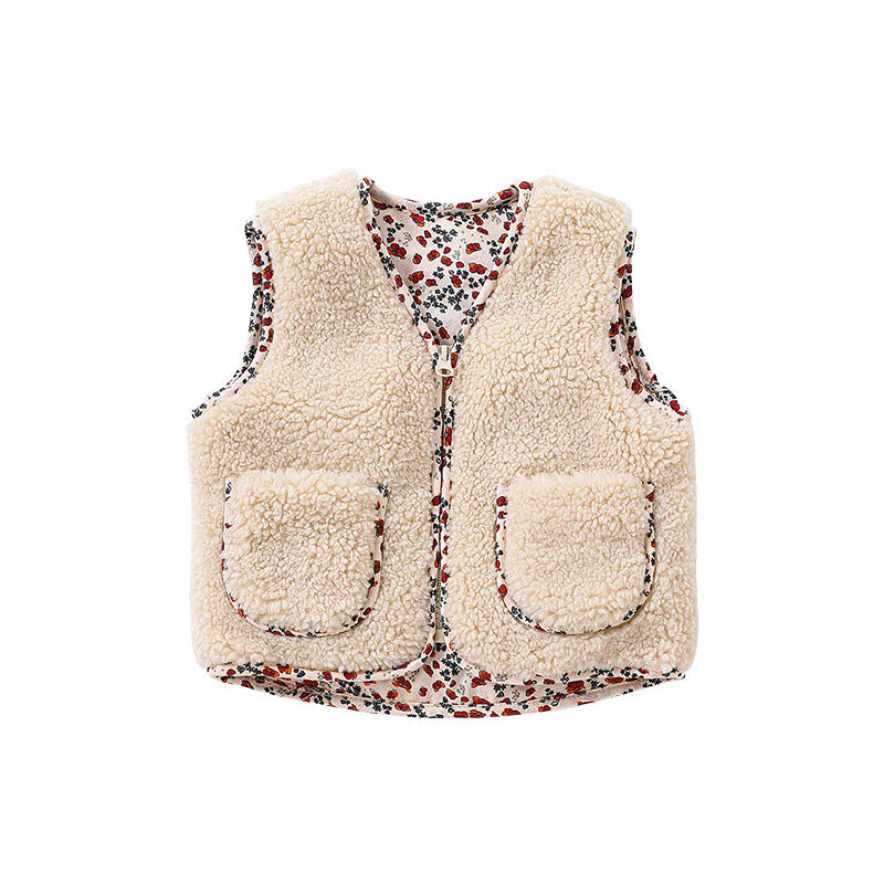 Arrival Winter and Autumn Baby Kids Unisex Fleece-Lined Sleeveless V Neck Vest