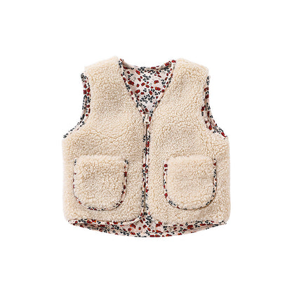 Arrival Winter and Autumn Baby Kids Unisex Fleece-Lined Sleeveless V Neck Vest