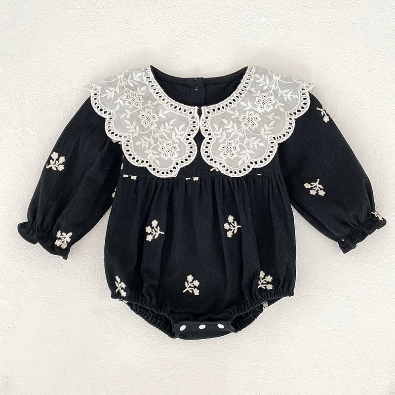 Autumn Baby Girls Floral Embroidery Pattern Long-sleeved Onesies and Dress – Princess Sister Matching Set, MyKids-USA®, Baby & Toddler Dresses, MyKids-USA - Size/Age - 66 (3-6M) - Color - Black -  -  - TR2507312303-A